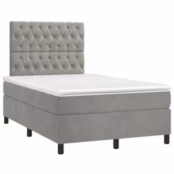 Letto a Molle Materasso e LED Grigio Chiaro 120x190 cm Vellutocod mxl 91400 - Vista aggiuntiva 3