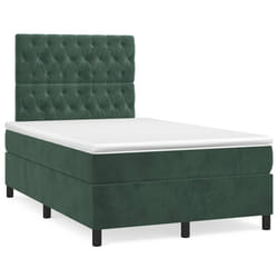 vidaXL Letto a Molle con Materasso e LED Verde Scuro 120x190cm Velluto