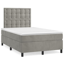 Letto a Molle Materasso e LED Grigio Chiaro 120x190 cm Vellutocod mxl 115770