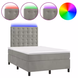 Letto a Molle Materasso e LED Grigio Chiaro 120x190 cm Vellutocod mxl 115770 - Vista aggiuntiva 2