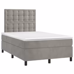 Letto a Molle Materasso e LED Grigio Chiaro 120x190 cm Vellutocod mxl 115770 - Vista aggiuntiva 3