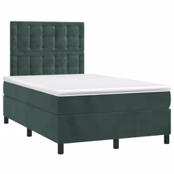 vidaXL Letto a Molle con Materasso e LED Verde Scuro 120x190cm Velluto - Vista aggiuntiva 3