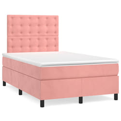 Letto a Molle con Materasso e LED Rosa 120x190 cm in Vellutocod mxl 115495