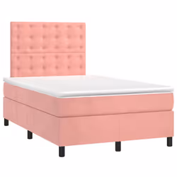 Letto a Molle con Materasso e LED Rosa 120x190 cm in Vellutocod mxl 115495 - Vista aggiuntiva 3