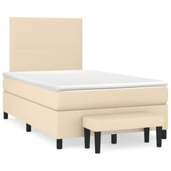 vidaXL Giroletto a Molle con Materasso Crema 120x190 cm in Tessuto