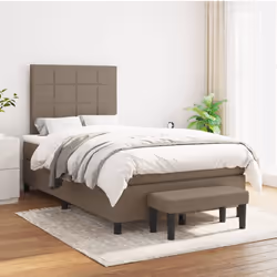 vidaXL Giroletto a Molle con Materasso Tortora 120x190 cm in Tessuto - Vista aggiuntiva 3