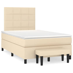 vidaXL Giroletto a Molle con Materasso Crema 120x190 cm in Tessuto