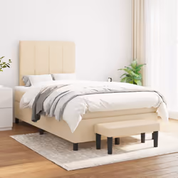 vidaXL Giroletto a Molle con Materasso Crema 120x190 cm in Tessuto - Vista aggiuntiva 3