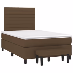 vidaXL Giroletto a Molle con Materasso Marrone Scuro 120x190cm Tessuto - Vista aggiuntiva 2