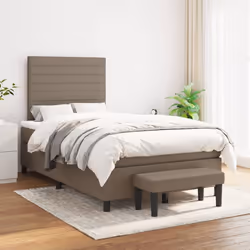 vidaXL Giroletto a Molle con Materasso Tortora 120x190 cm in Tessuto - Vista aggiuntiva 3
