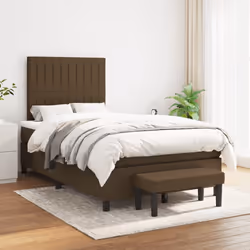 vidaXL Giroletto a Molle con Materasso Marrone Scuro 120x190cm Tessuto - Vista aggiuntiva 3