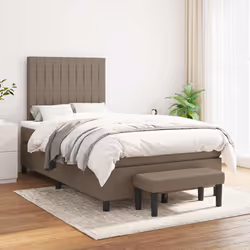 vidaXL Giroletto a Molle con Materasso Tortora 120x190 cm in Tessuto - Vista aggiuntiva 3
