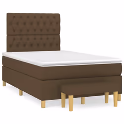 vidaXL Giroletto a Molle con Materasso Marrone Scuro 120x190cm Tessuto - Vista aggiuntiva 2
