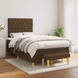 vidaXL Giroletto a Molle con Materasso Marrone Scuro 120x190cm Tessuto - Vista aggiuntiva 3