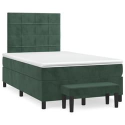 vidaXL Giroletto a Molle con Materasso Verde Scuro 120x190 cm Velluto