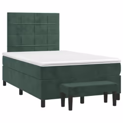 vidaXL Giroletto a Molle con Materasso Verde Scuro 120x190 cm Velluto - Vista aggiuntiva 2