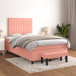 Giroletto a Molle con Materasso Rosa 120x190 cm in Vellutocod mxl 116221 - Vista aggiuntiva 3