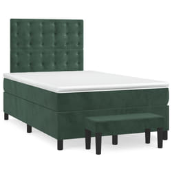 vidaXL Giroletto a Molle con Materasso Verde Scuro 120x190 cm Velluto