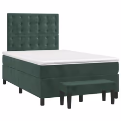 vidaXL Giroletto a Molle con Materasso Verde Scuro 120x190 cm Velluto - Vista aggiuntiva 2