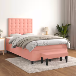 Giroletto a Molle con Materasso Rosa 120x190 cm in Vellutocod mxl 92261 - Vista aggiuntiva 3