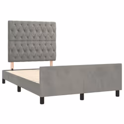 Giroletto con Testiera Grigio Chiaro 120x190 cm in Vellutocod mxl 92281 - Vista aggiuntiva 3
