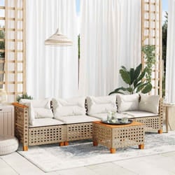 vidaXL Set Divano da Giardino 5 pz con Cuscini Beige in Polyrattan