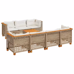 vidaXL Set Divano da Giardino 8 pz con Cuscini Beige in Polyrattan - Vista aggiuntiva 2