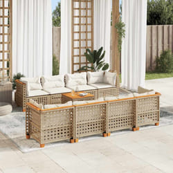 vidaXL Set Divano da Giardino 9 pz con Cuscini Beige in Polyrattan