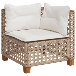 vidaXL Set Divano da Giardino 9 pz con Cuscini Beige in Polyrattan - Vista aggiuntiva 3