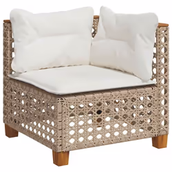 vidaXL Set Divano da Giardino 4 pz con Cuscini Beige in Polyrattan - Vista aggiuntiva 3