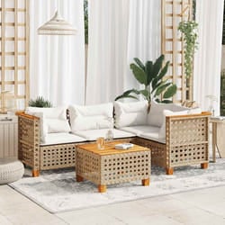 vidaXL Set Divano da Giardino 5 pz con Cuscini Beige in Polyrattan