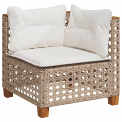 vidaXL Set Divano da Giardino 5 pz con Cuscini Beige in Polyrattan - Vista aggiuntiva 3