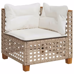 vidaXL Set Divano da Giardino 8 pz con Cuscini Beige in Polyrattan - Vista aggiuntiva 3