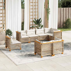 vidaXL Set Divano da Giardino 8 pz con Cuscini Beige in Polyrattan