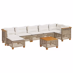 vidaXL Set Divano da Giardino 8 pz con Cuscini Beige in Polyrattan - Vista aggiuntiva 2