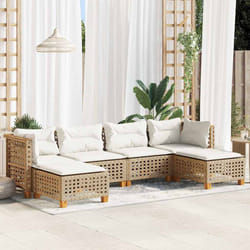 vidaXL Set Divano da Giardino 6 pz con Cuscini Beige in Polyrattan