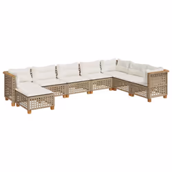 vidaXL Set Divano da Giardino 8 pz con Cuscini Beige in Polyrattan - Vista aggiuntiva 2