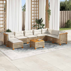 vidaXL Set Divano da Giardino 9 pz con Cuscini Beige in Polyrattan