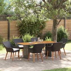 vidaXL Set da Pranzo per Giardino 7 pcs Nero e marrone polyrattan