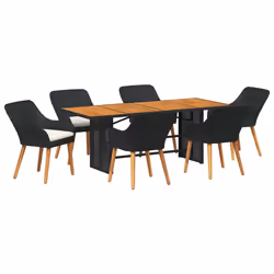 vidaXL Set da Pranzo per Giardino 7 pcs Nero e marrone polyrattan - Vista aggiuntiva 2