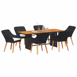 vidaXL Set da Pranzo per Giardino 7 pcs Nero e marrone polyrattan - Vista aggiuntiva 3