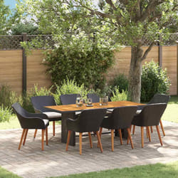 vidaXL Set da Pranzo per Giardino 9 pcs Nero e marrone polyrattan