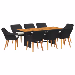 vidaXL Set da Pranzo per Giardino 9 pcs Nero e marrone polyrattan - Vista aggiuntiva 2