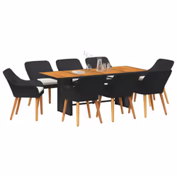 vidaXL Set da Pranzo per Giardino 9 pcs Nero e marrone polyrattan - Vista aggiuntiva 3