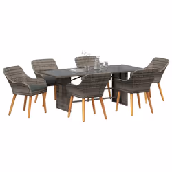 vidaXL Set da Pranzo per Giardino con cuscino 7 pcs Grigio polyrattan - Vista aggiuntiva 3
