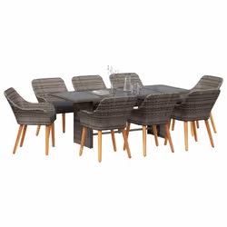 vidaXL Set da Pranzo per Giardino con cuscino 9 pcs Grigio polyrattan - Vista aggiuntiva 3