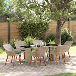 vidaXL Set da pranzo per esterni 7 pcs Grigio chiaro