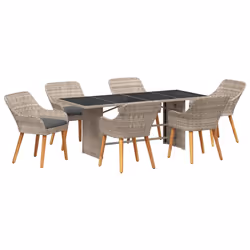 vidaXL Set da pranzo per esterni 7 pcs Grigio chiaro - Vista aggiuntiva 2