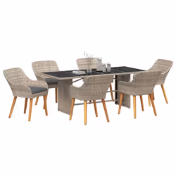 vidaXL Set da pranzo per esterni 7 pcs Grigio chiaro - Vista aggiuntiva 3