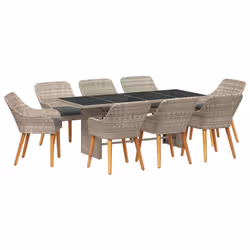 vidaXL Set da pranzo 9 pcs Grigio chiaro - Vista aggiuntiva 2